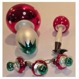 LL-FR - Vintage Glass Mushroom Christmas Ornaments Assortment