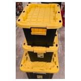 LL-FR - Set of 3 Heavy-Duty Industrial Storage Totes - 2x12 Gallon, 1x27 Gallon