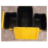 LL-FR - Set of 3 Heavy-Duty Industrial Storage Totes - 2x12 Gallon, 1x27 Gallon