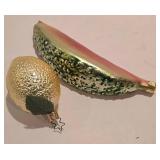 LL-FR - Set of 6 Vintage Glass Fruit and Vegetable Ornaments