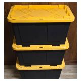 BS - Set of 3 Sturdy 27-Gallon Storage Totes with Yellow Lids
