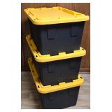 BS - Set of 3 Sturdy 27-Gallon Storage Totes with Yellow Lids