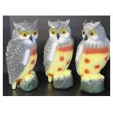 BS - Set of 3 16-Inch Plastic Owl Decoys