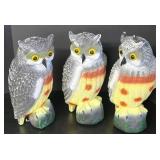 BS - Set of 3 16-Inch Plastic Owl Decoys