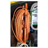 G - Bin of Extension Cords, Multi Outlet Workbench Unit, Timers and Cord Bracket