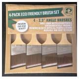 G - Lot of 3 Eco Friendly 4-Pack 2.5" Angle Paint Brush Sets and 2 Packs of Foam Brushes