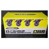 G - Performax 3 Inch Rollerblade Swivel Casters with Brake, Pack of 4