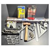 G - Variety of Hand Tools Including Wrenches, Sockets, Squares, and Drill Bits