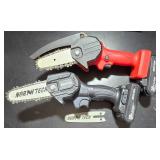 G - Pair of North Tech 4-Inch Pruning Chainsaws with Batteries, Charger, Extra Blade and Chains
