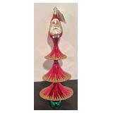 FR - Christopher Radko 1993 Santa Tree 3 Tier Flared Ball Finial Christmas Ornament