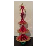 FR - Christopher Radko 1993 Santa Tree 3 Tier Flared Ball Finial Christmas Ornament
