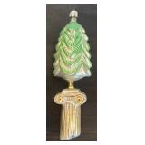FR - Collectible Christopher Radko Classic Christmas Column Glitter Glass Christmas Tree 93-408-0 Greek Ornament