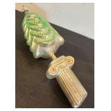 FR - Collectible Christopher Radko Classic Christmas Column Glitter Glass Christmas Tree 93-408-0 Greek Ornament