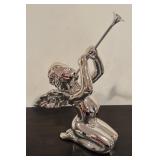 S - Pair of Department 56 Silver Cherub Trumpet Figurines
