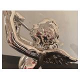 S - Pair of Department 56 Silver Cherub Trumpet Figurines