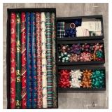 FR - Holiday Gift Wrapping Set with Paper Rolls, Bows, Tags and More