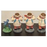 FR - German Erzgebirge Angel Musicians and Bluebird Figurines