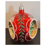 S - Set of 3 Beautiful Hand-Blown Glass Christmas Ornaments