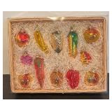 S - Kurt S. Adler Fruit and Vegetable Glass Ornament Set Handcrafted in W. Germany