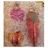 S - Kurt S. Adler Fruit and Vegetable Glass Ornament Set Handcrafted in W. Germany