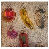 S - Kurt S. Adler Fruit and Vegetable Glass Ornament Set Handcrafted in W. Germany