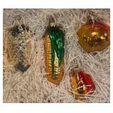 S - Kurt S. Adler Fruit and Vegetable Glass Ornament Set Handcrafted in W. Germany