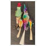 S - Set of 4 Vintage Glass Bird Clip Ornaments