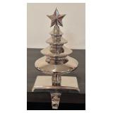 S - Set of 2 Crate & Barrel Silver Christmas Mantle Hooks