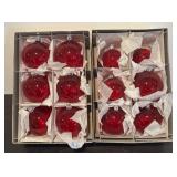 FR - Set of 12 Red Christmas Glass Ornaments