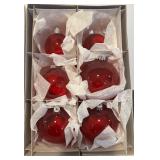 FR - Set of 12 Red Christmas Glass Ornaments