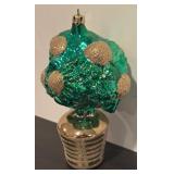 FR - Vintage Christopher Radko Hand Blown Glass Christmas Ornament A Very Merry Topiary