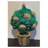 FR - Vintage Christopher Radko Hand Blown Glass Christmas Ornament A Very Merry Topiary