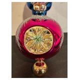 FR - Christopher Radko Two Sided Santa Reflector Glass Ornament