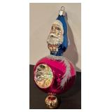 FR - Christopher Radko Two Sided Santa Reflector Glass Ornament