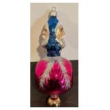 FR - Christopher Radko Two Sided Santa Reflector Glass Ornament