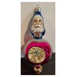 FR - Christopher Radko Two Sided Santa Reflector Glass Ornament