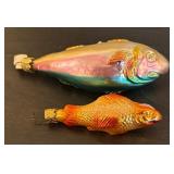 S - Set of 2 Glass Fish Christmas Ornaments