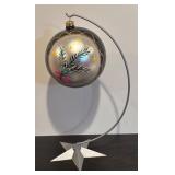 S - Lovely Hand Painted Glass Ornament with Stand