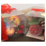 S - Set of New Red LED String Lights and Festive Fruit and Berry Decor Boxes