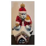 FR - Christopher Radko House Sitting Santa Glass Ornament