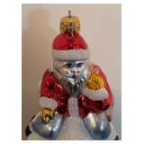 FR - Christopher Radko House Sitting Santa Glass Ornament