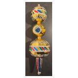 S - Gold Finial Ornament with Glitter and Vibrant Accents