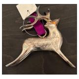 S - Set of 9 Pottery Barn Silver Reindeer Ornaments