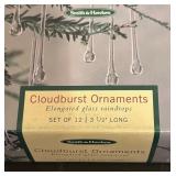 S - New Smith & Hawken Red Berry and Cloudburst Glass Ornaments