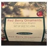 S - New Smith & Hawken Red Berry and Cloudburst Glass Ornaments