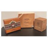 S - Set of 3 Wooden Cigar Boxes Ashton, Oliva and Crop English Market