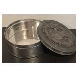 S - Holiday Silver Tinsel, Decorative Trees and Vintage Santa Tin