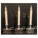 S - Set of 6 Silver Electric Candle Lamps