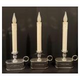 S - Set of 6 Silver Electric Candle Lamps