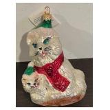 TR - Christopher Radko Snow Kitties Glass Ornament